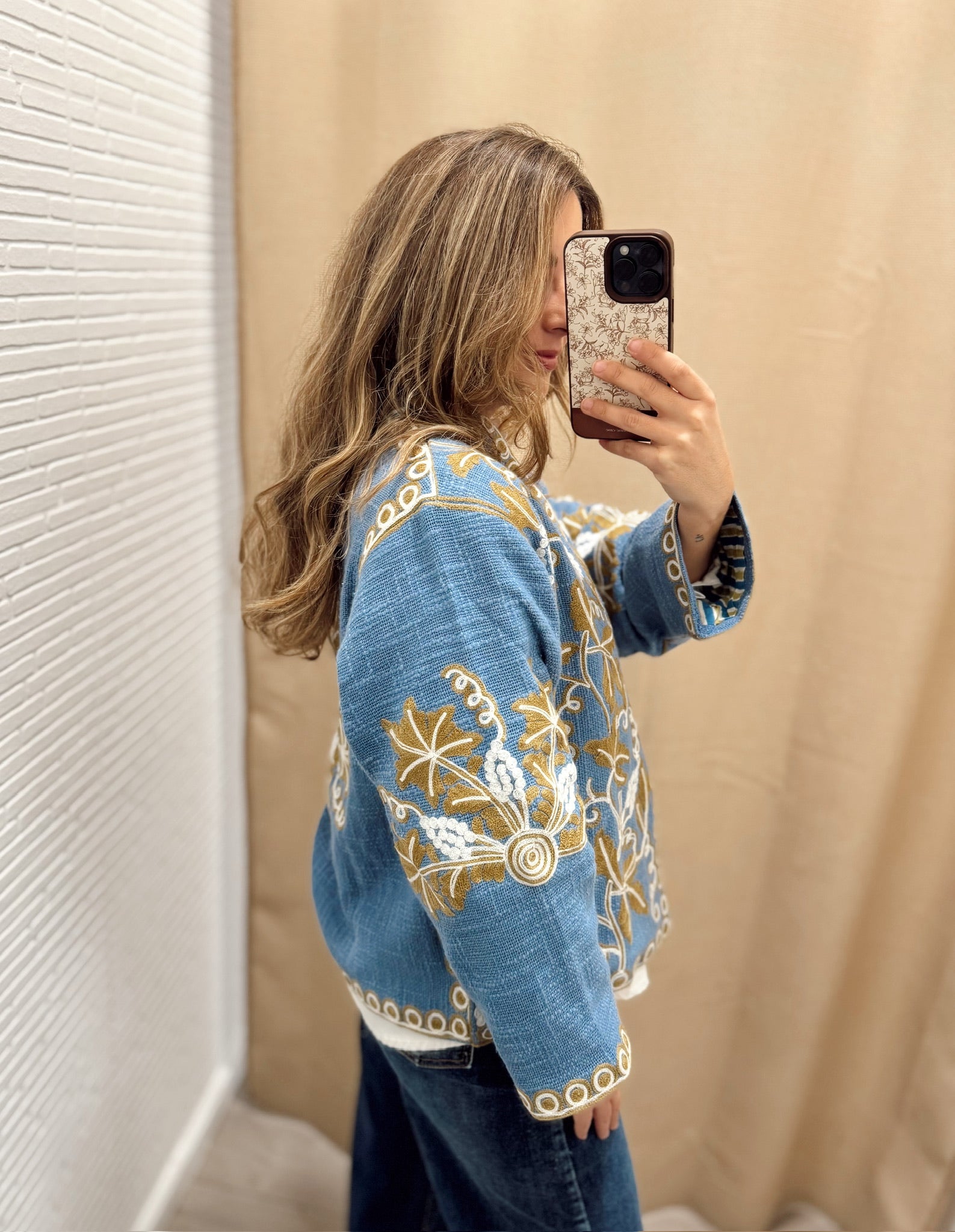 Kimono Bordado Azul