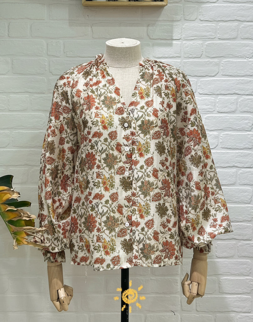 Blusa Flores Kaki
