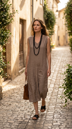 Vestido Lino Mahón Taupe