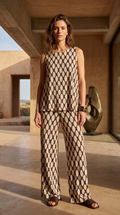 Pantalón Punto Seda Marrón & Beige