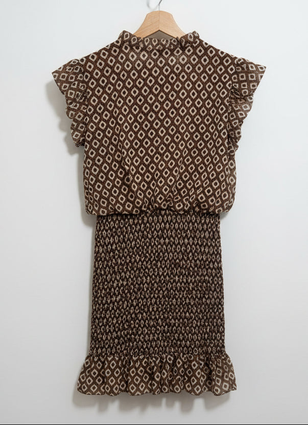 Vestido Print Gasa Camel