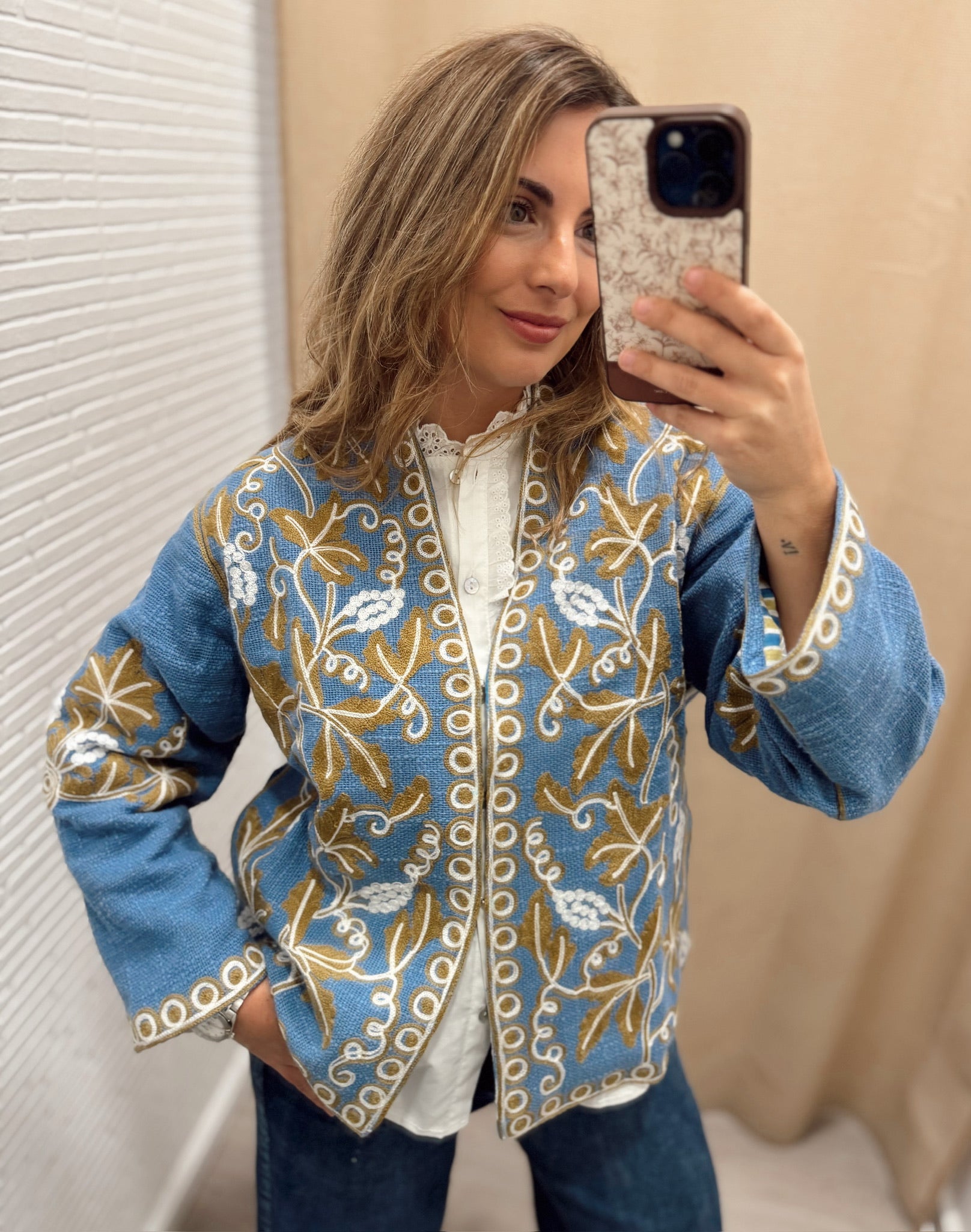 Kimono Bordado Azul