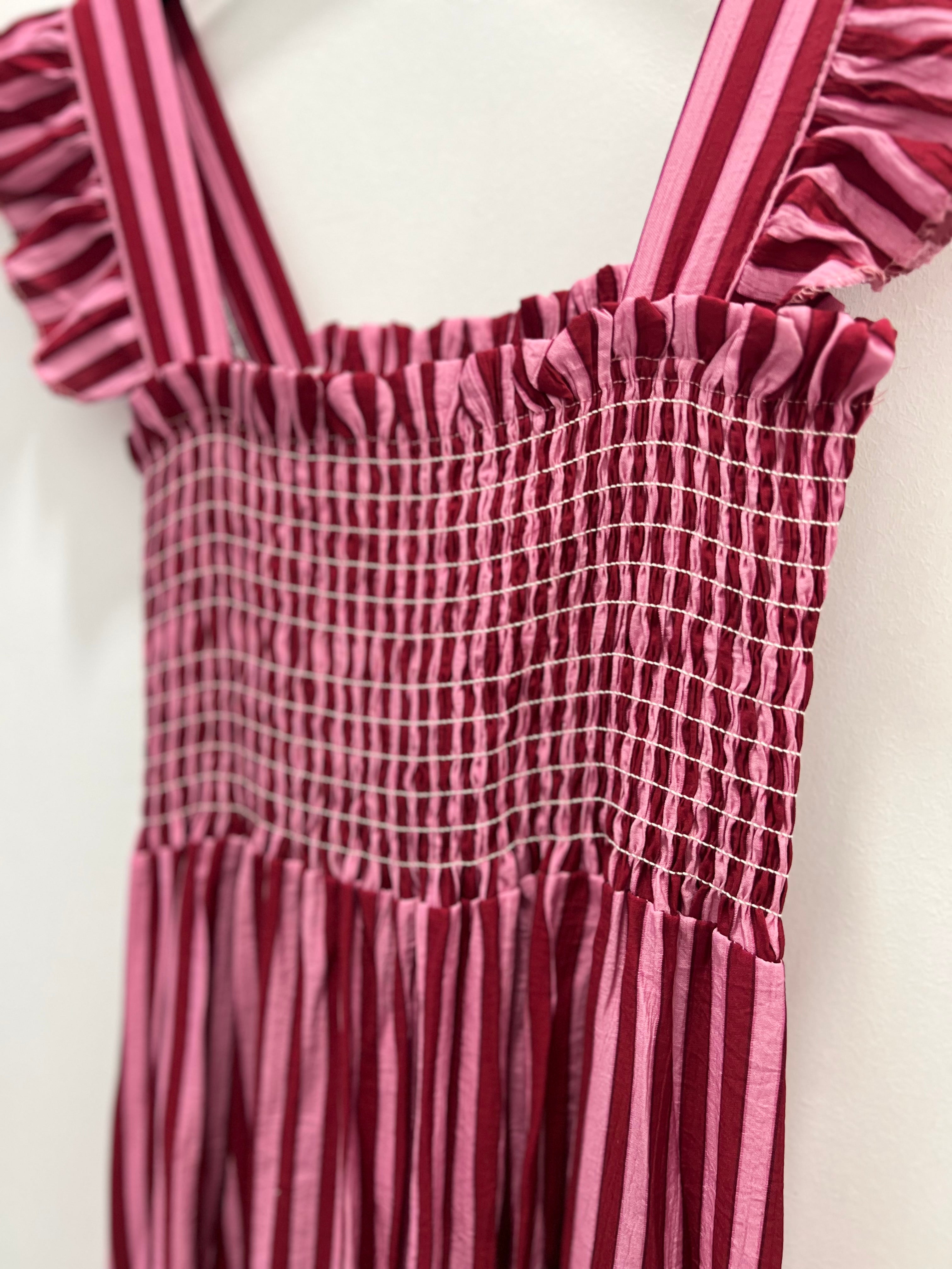 Vestido Rayas Fresa