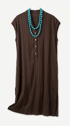 Vestido Camisero Bordado Chocolate