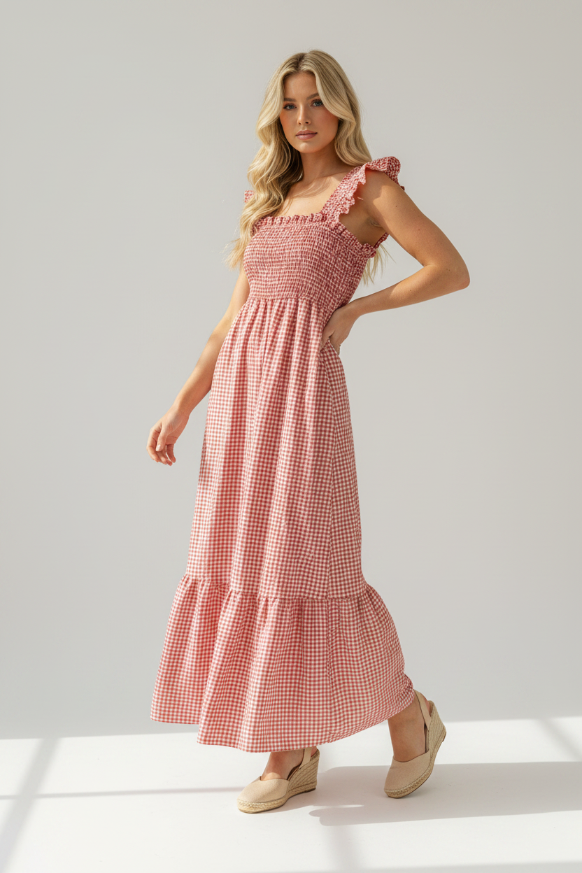 Vestido Vichy Coral