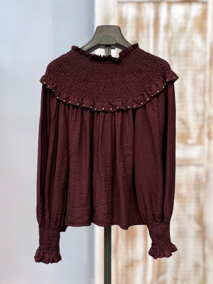 Blusa Jimena Frunce Burgundy