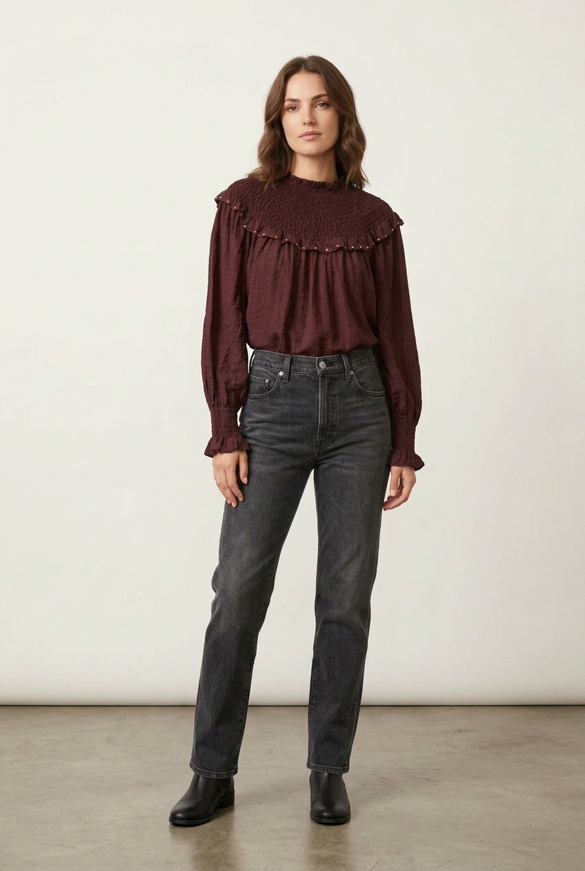 Blusa Jimena Frunce Burgundy