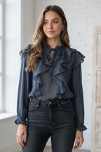 Blusa Volantes Tencel