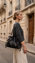 Bolso Piel Saco Negro