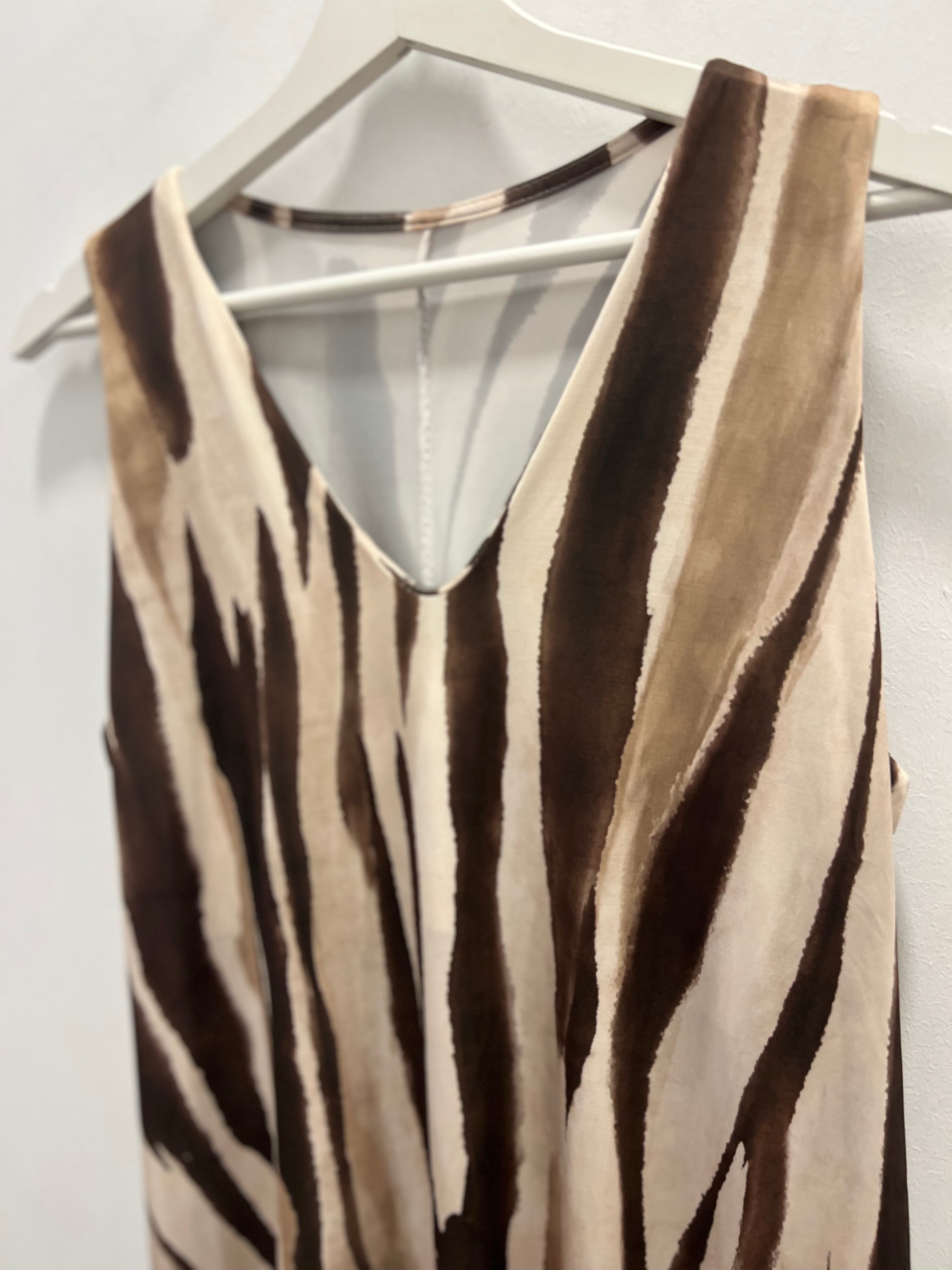 Vestido Punto Seda Cebra Marrón