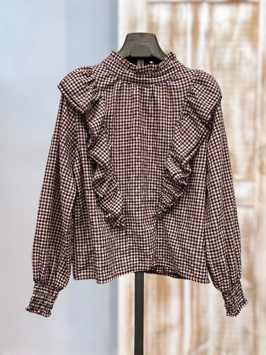 Blusa Vichy Chimenea Burgundy