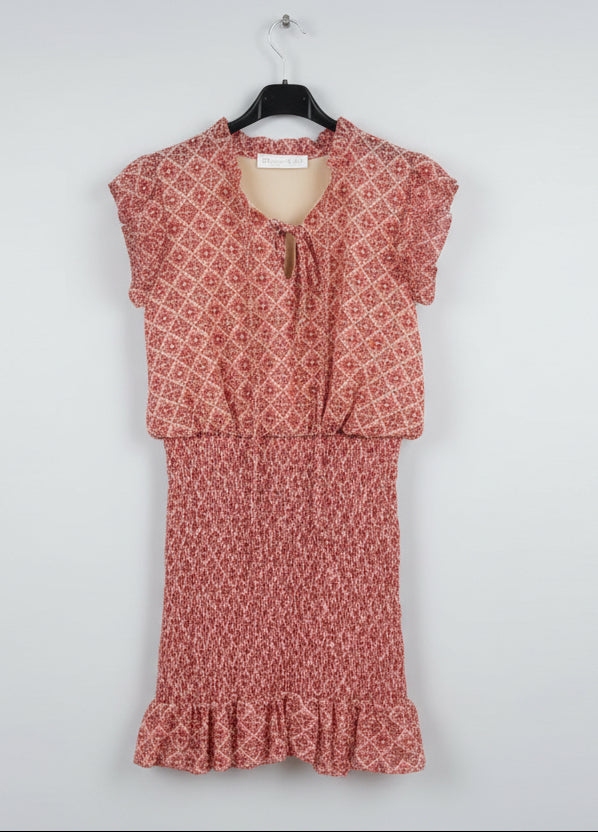 Vestido Print Gasa Rosa