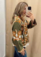 Kimono Bordado Kaki