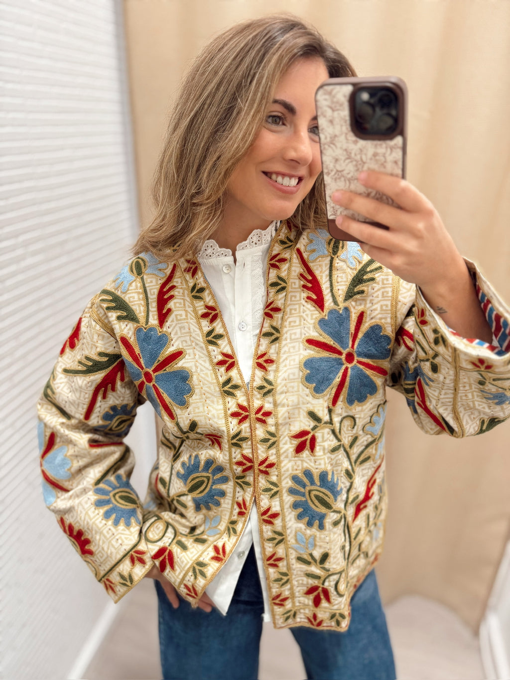 Kimono Bordado Beige