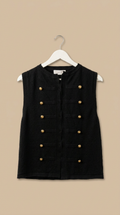Chaleco Punto Botones Negro