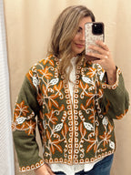 Kimono Bordado Kaki