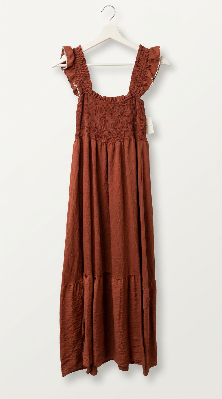 Vestido Frunce Puntilla Caldera