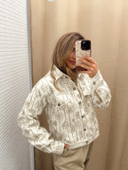 Chaqueta Bordada Flor Beige
