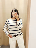 Jersey Spring Cream & Navy