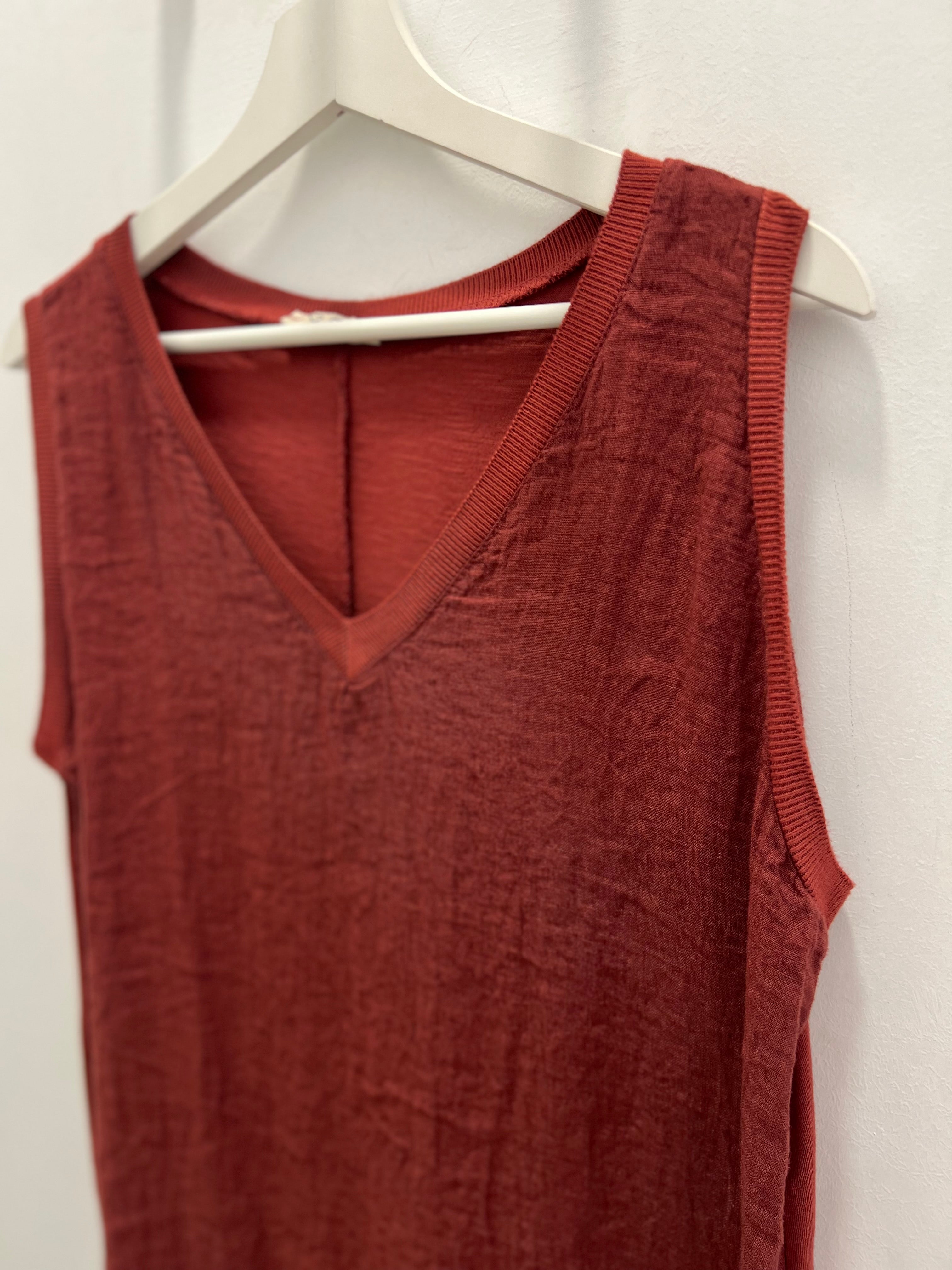 Vestido Lino Mahón Teja