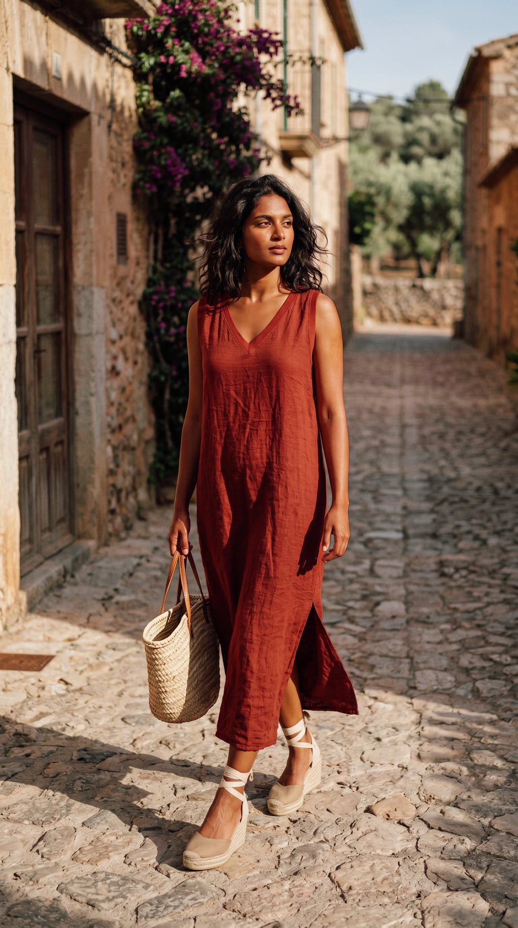 Vestido Lino Mahón Teja