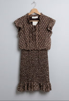 Vestido Print Gasa Camel