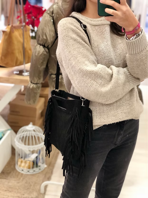 Bolso Flecos Negro