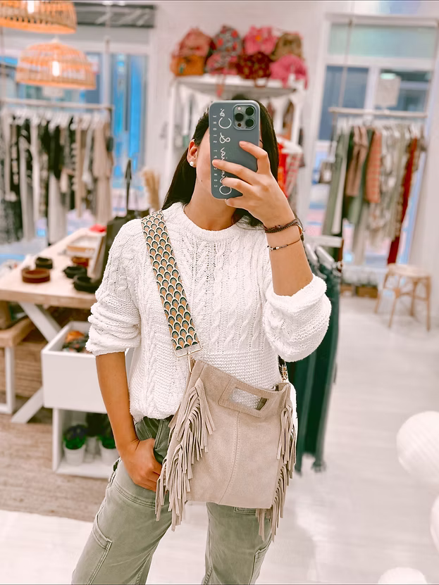 Bolso Flecos Beige
