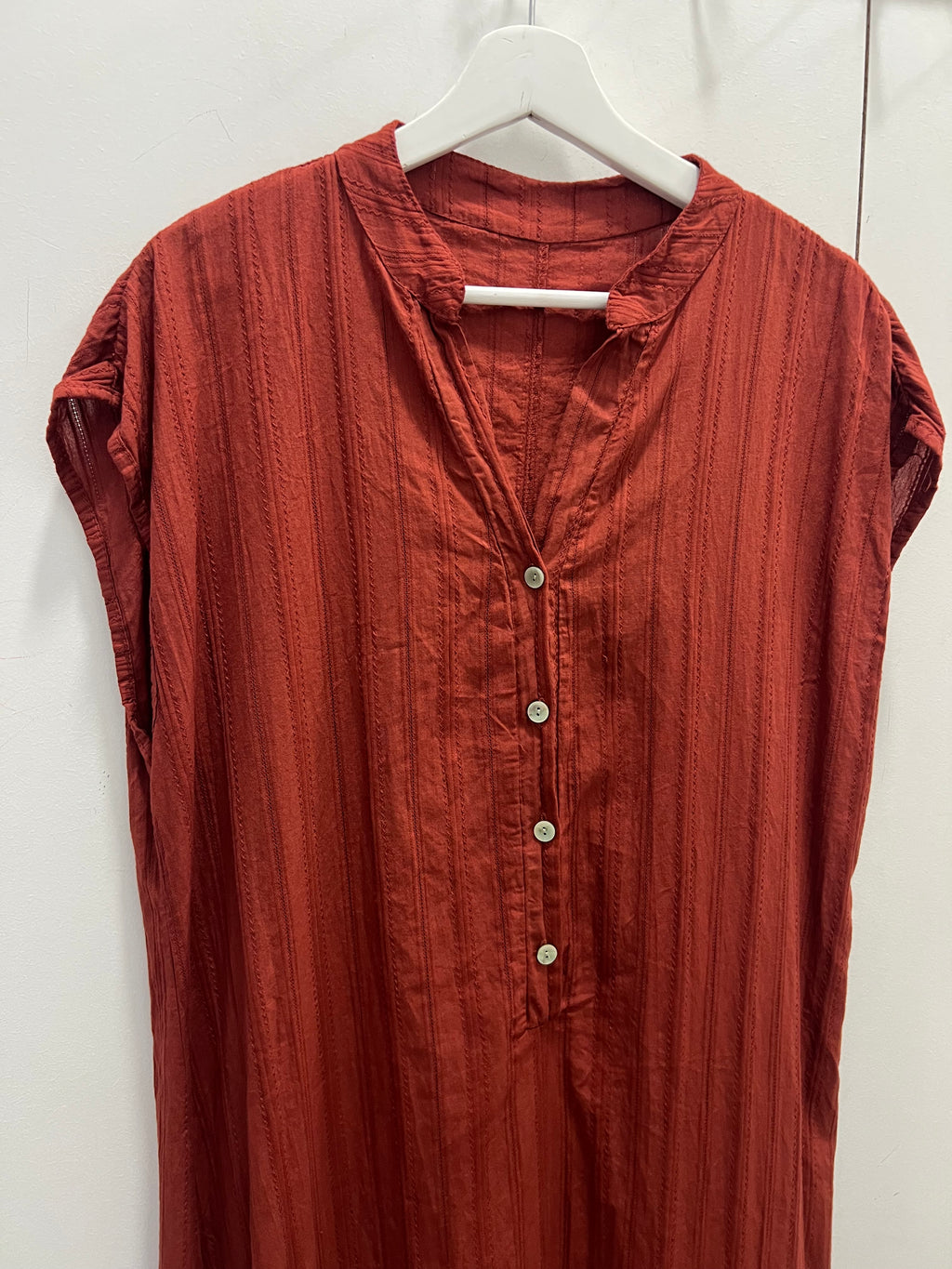 Vestido Camisero Bordado Teja