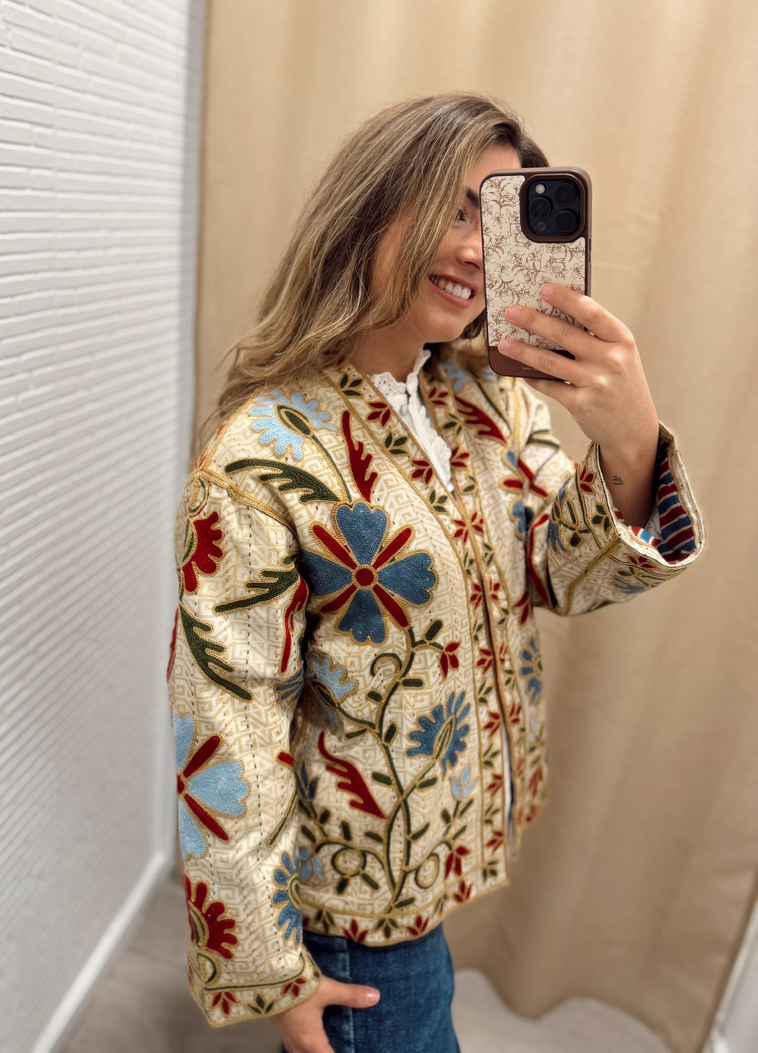 Kimono Bordado Beige