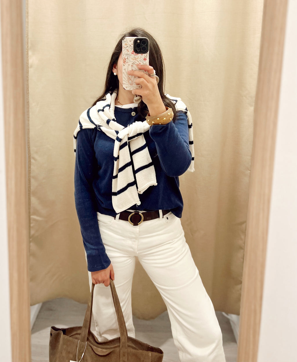 Jersey Spring Cream & Navy