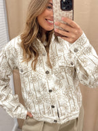 Chaqueta Bordada Flor Beige