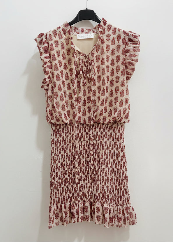 Vestido Print Gasa Crudo