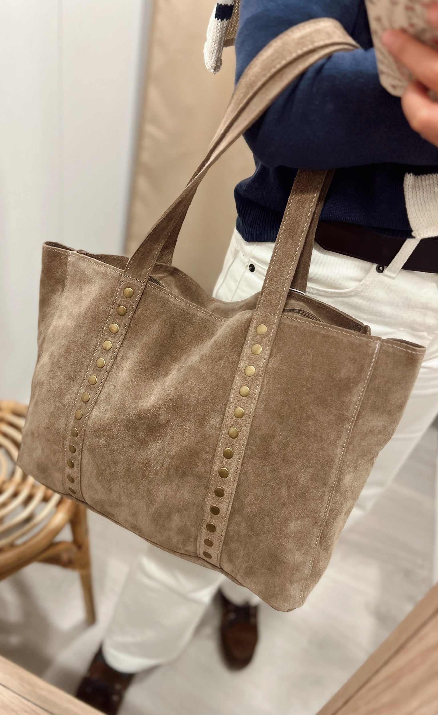 Bolso  Shopper Tachas Taupe