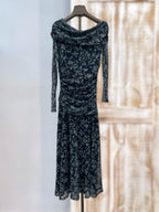 Vestido Tul Estampado Azul