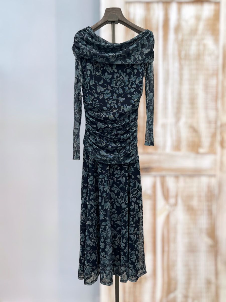 Vestido Tul Estampado Azul
