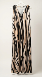 Vestido Punto Seda Cebra Negro