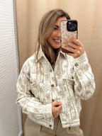 Chaqueta Bordada Flor Beige