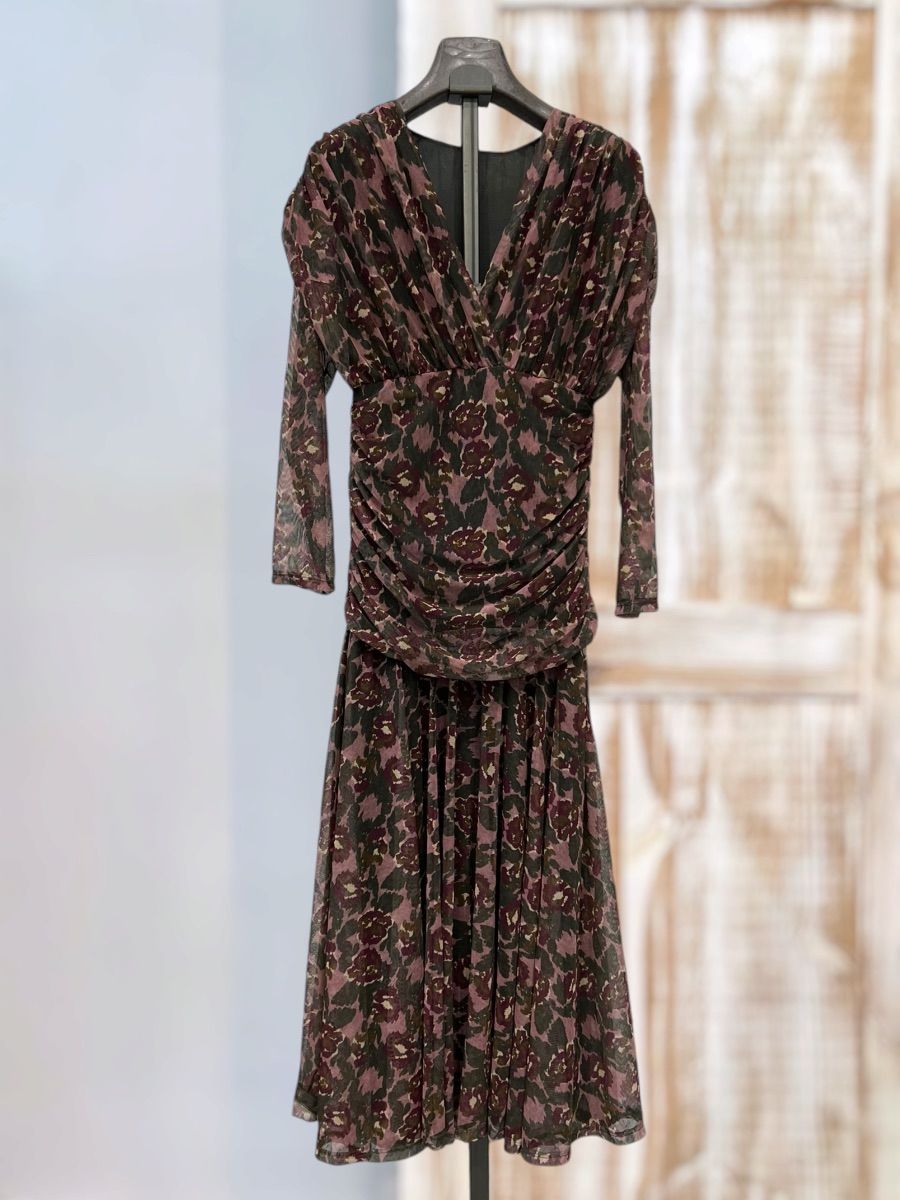 Vestido Tul Estampado Rosa