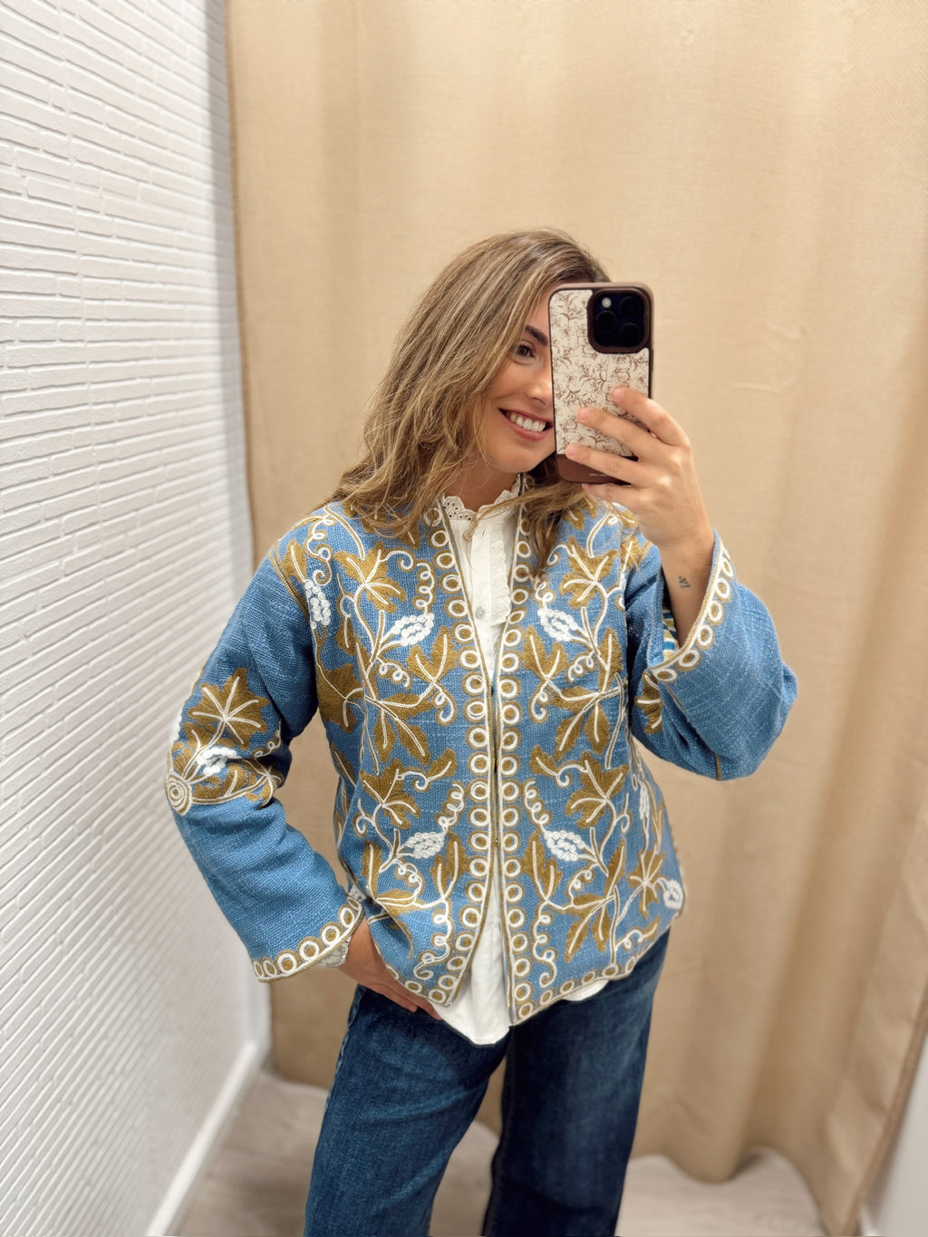 Kimono Bordado Azul