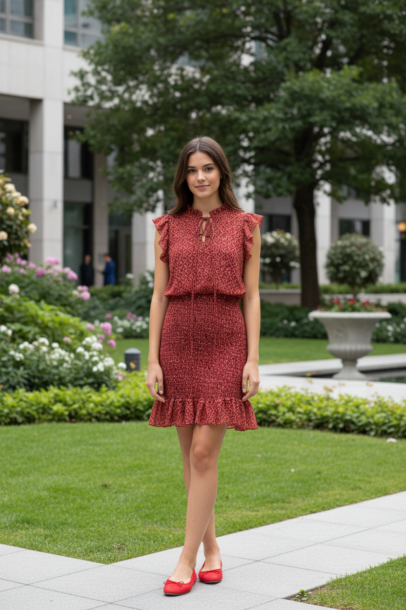 Vestido Print Gasa Coral