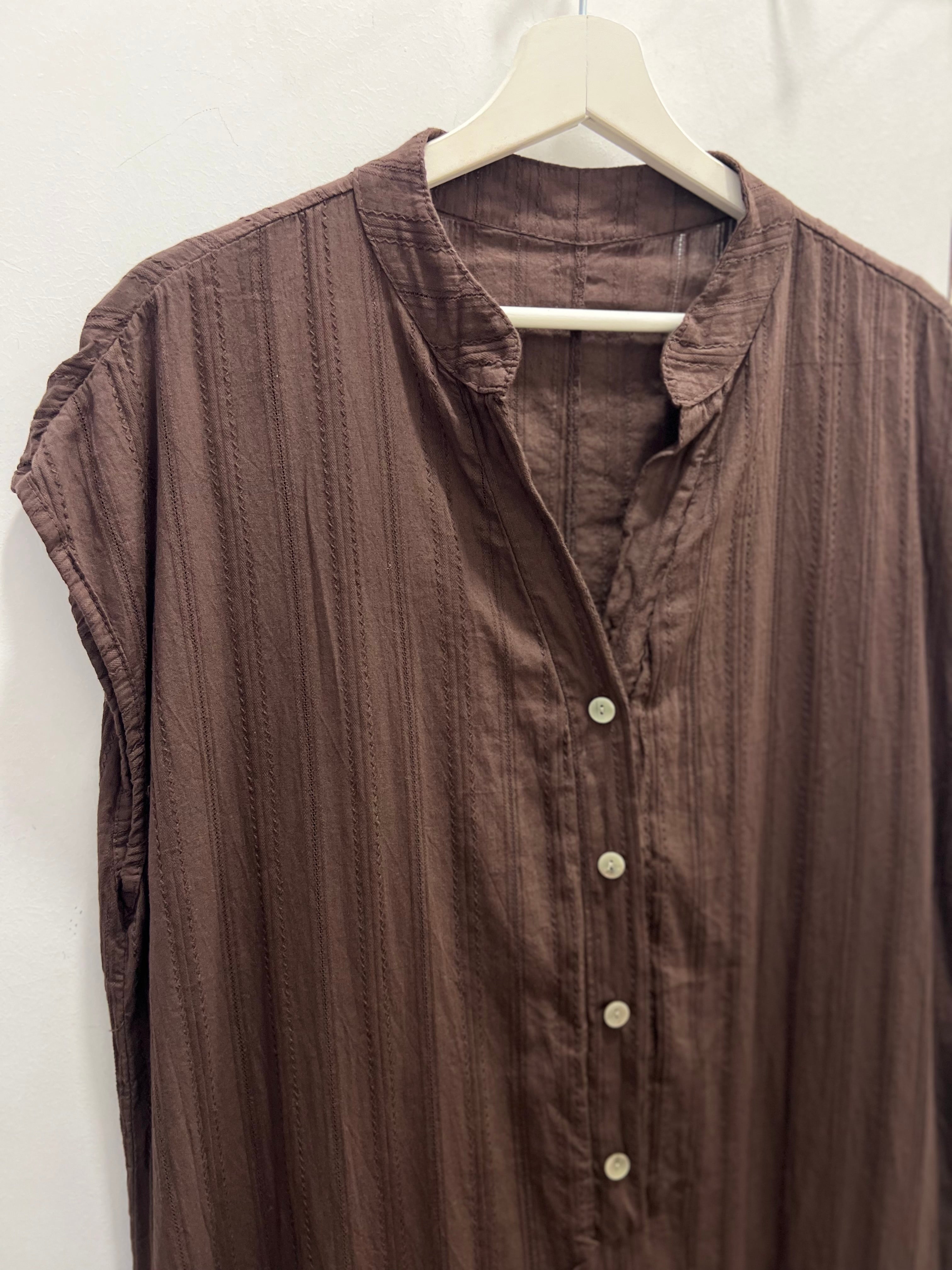 Vestido Camisero Bordado Chocolate
