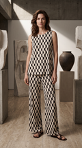 Pantalón Punto Seda Negro & Beige
