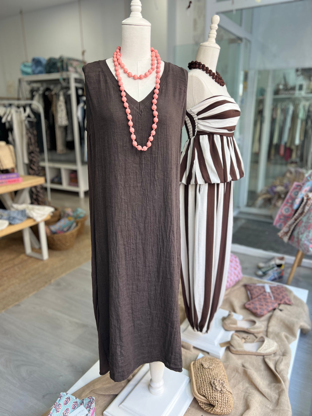 Vestido Lino Mahón Marrón