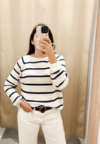 Jersey Spring Cream & Navy