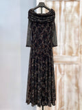 Vestido Tul Estampado Flor Chocolate