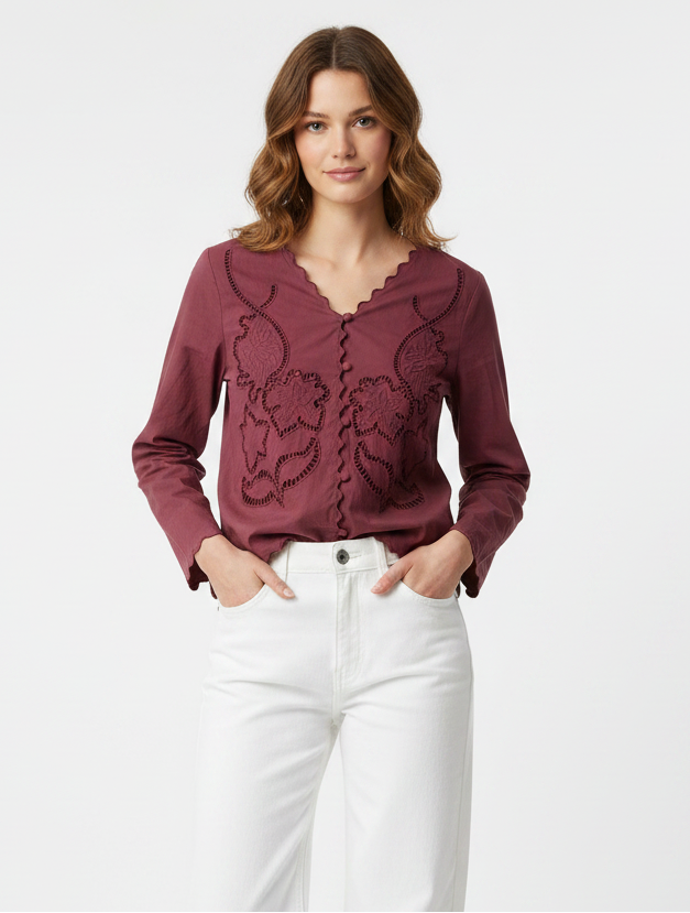 Blusa Bordada Flor