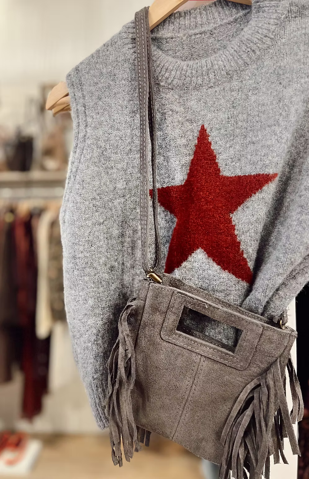 Bolso Flecos Mini Gris