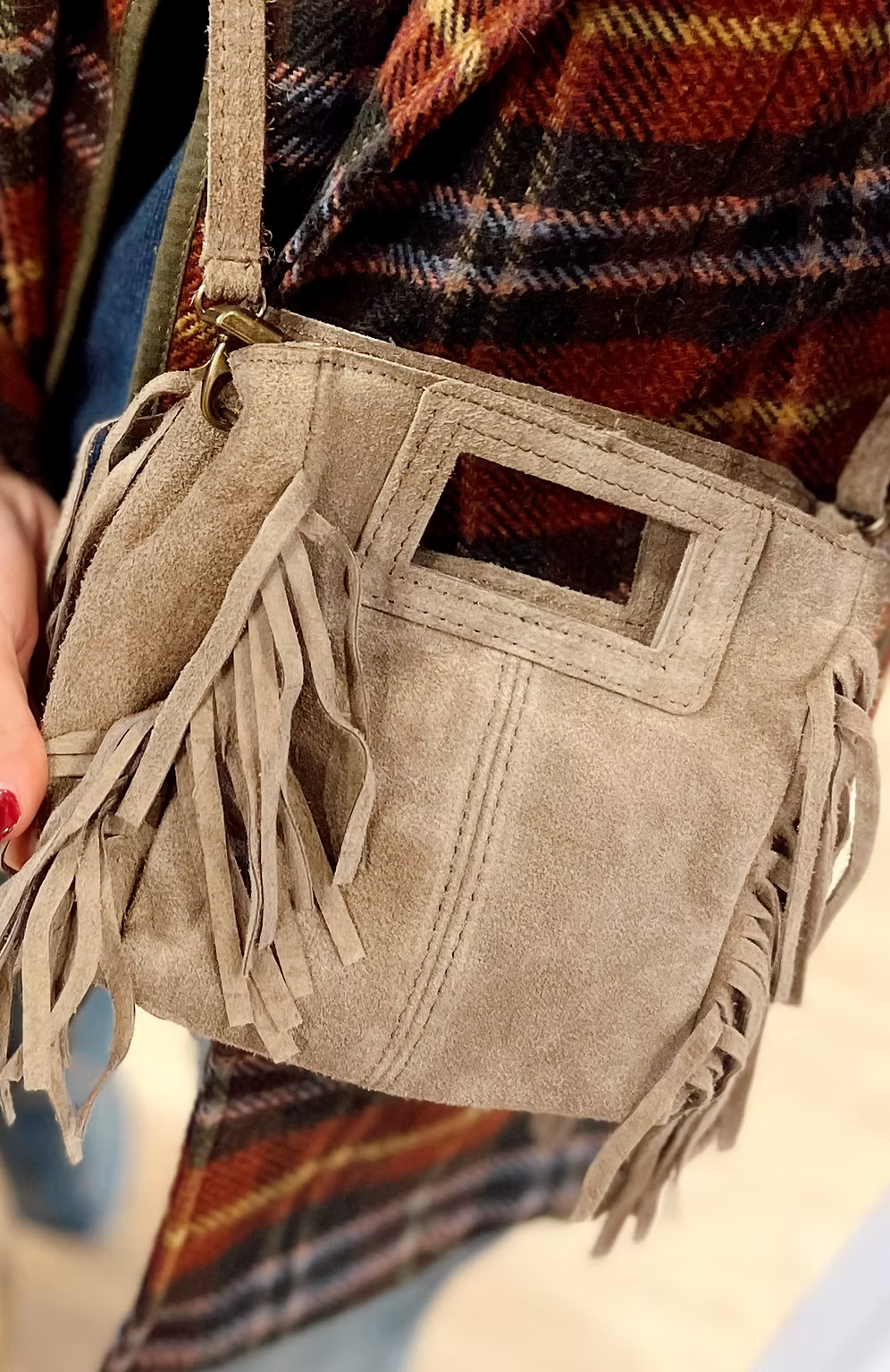 Bolso Flecos Mini Taupe