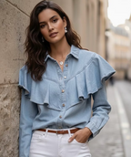 Camisa Vaquera Volantón